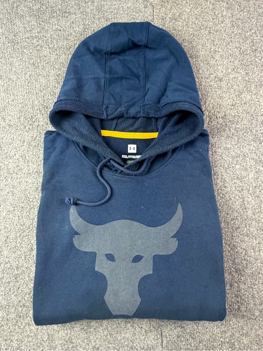Under Armour Project Rock Mens Cotton Blend Short Sleeve Hoodie Size 2XL Blue